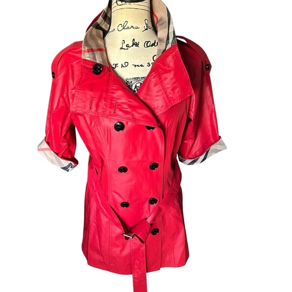 NWT BUDUTURRY Red Polyester Short Sleeve Raincoat Sz Lrg - Picture 2 of 12